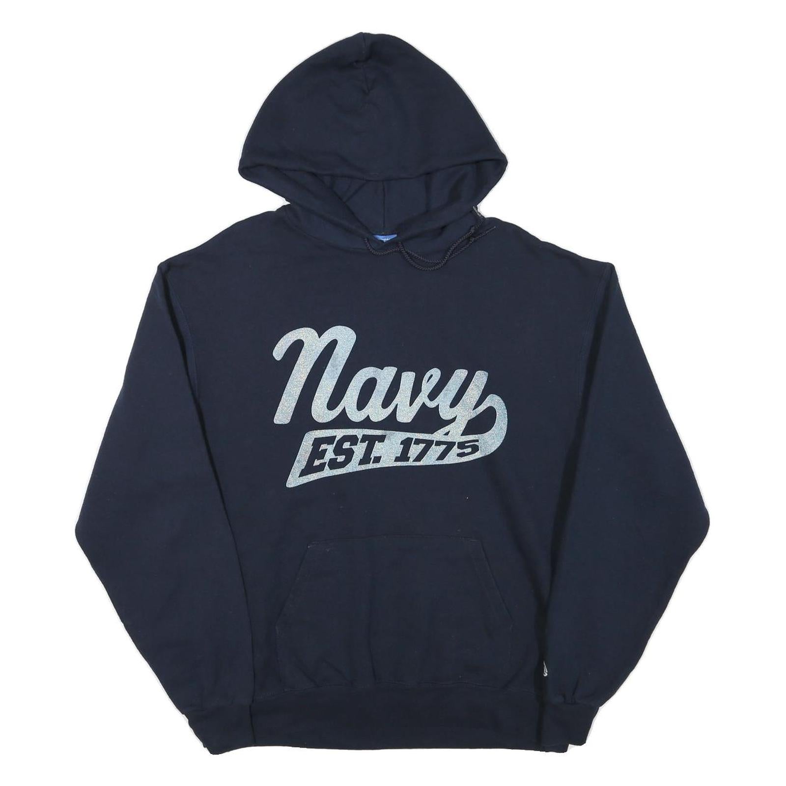 CHAMPION Mens Navy Hoodie L Cotton Blend Pullover Casual Sweatshirt