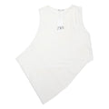 ZARA Womens White Basic Sleeveless Top Round Neck Plain S Polyester Blend Jersey