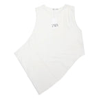 ZARA Womens White Basic Sleeveless Top Round Neck Plain S Polyester Blend Jersey