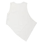 ZARA Womens White Basic Sleeveless Top Round Neck Plain S Polyester Blend Jersey