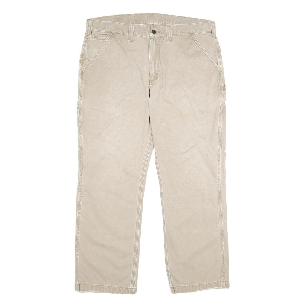 CARHARTT Mens Cotton Beige Relaxed Straight Trousers W38 L30 Workwear Utility