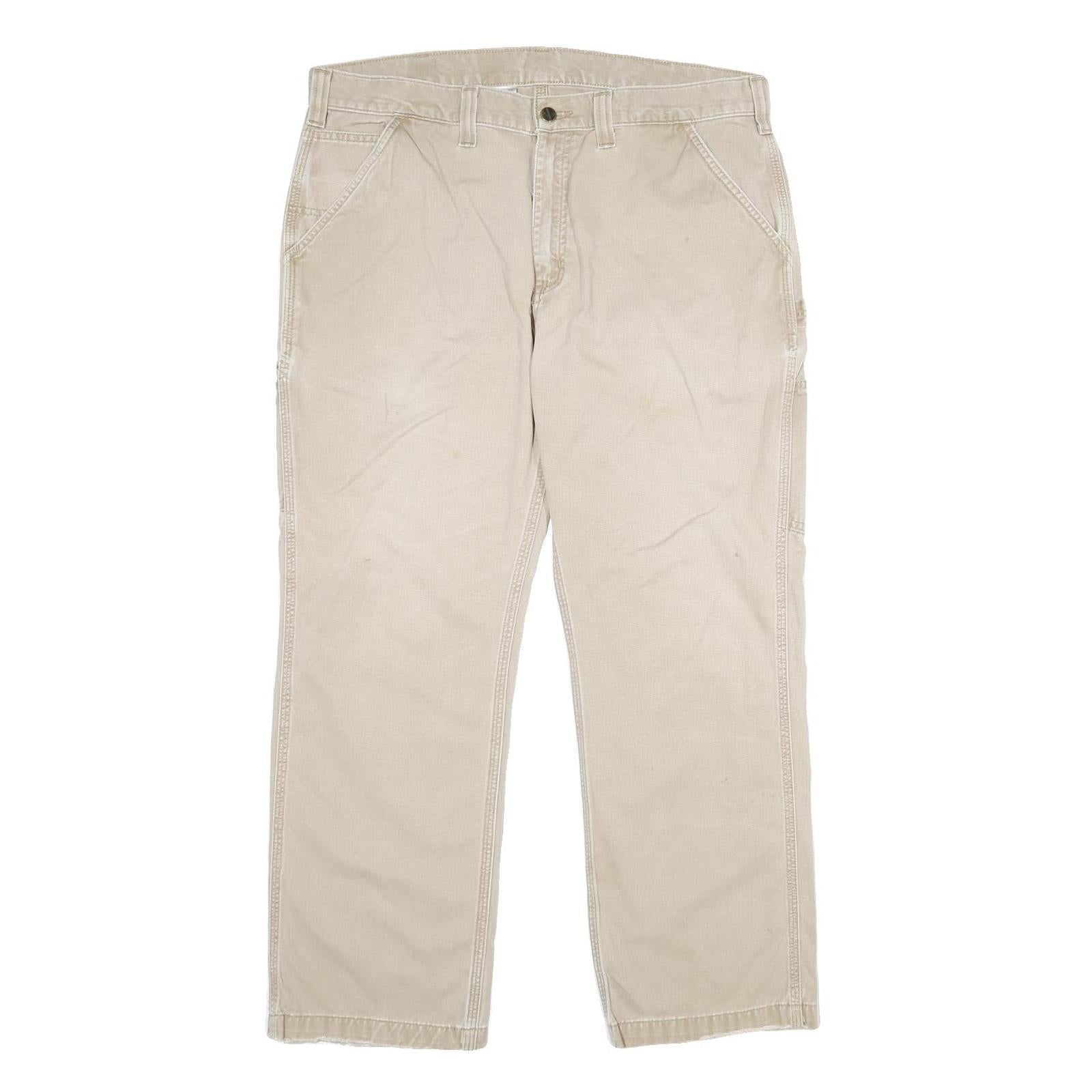 CARHARTT Mens Cotton Beige Relaxed Straight Trousers W38 L30 Workwear Utility