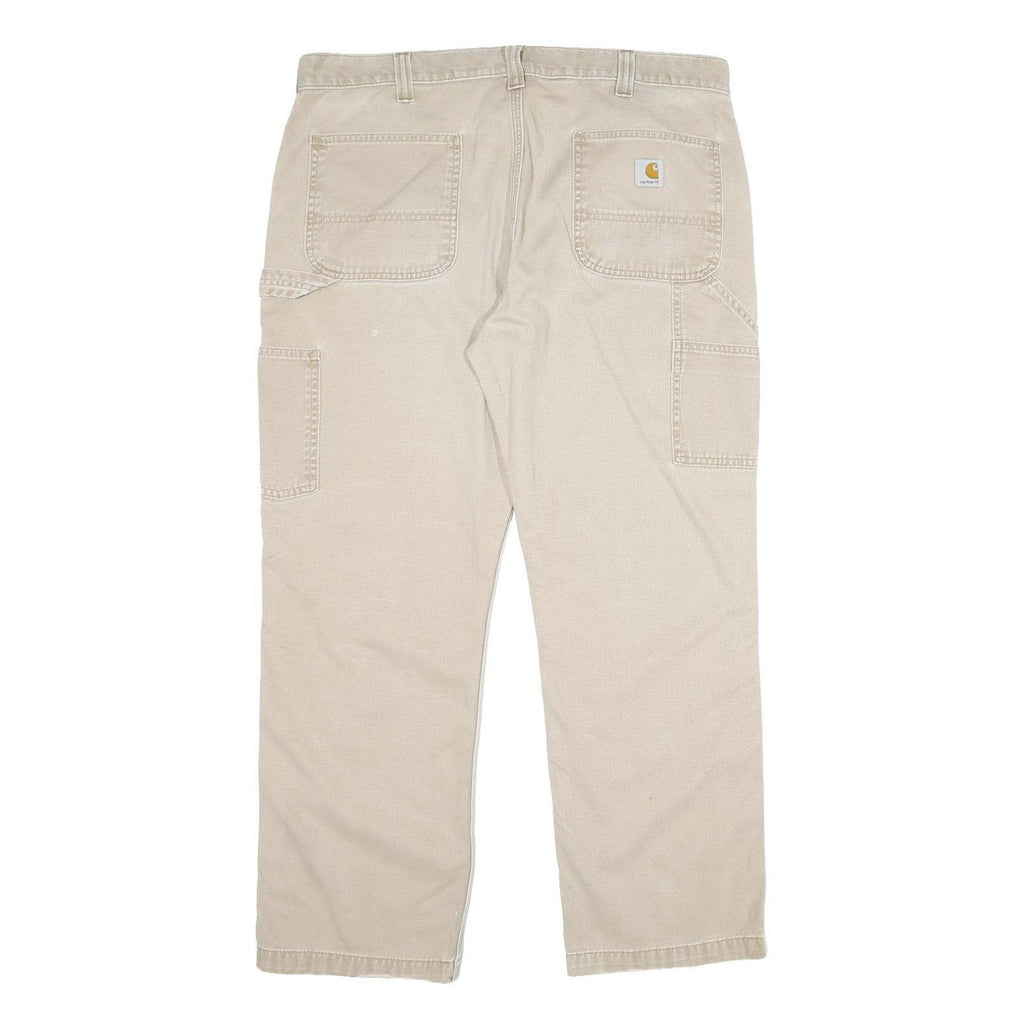 CARHARTT Mens Cotton Beige Relaxed Straight Trousers W38 L30 Workwear Utility