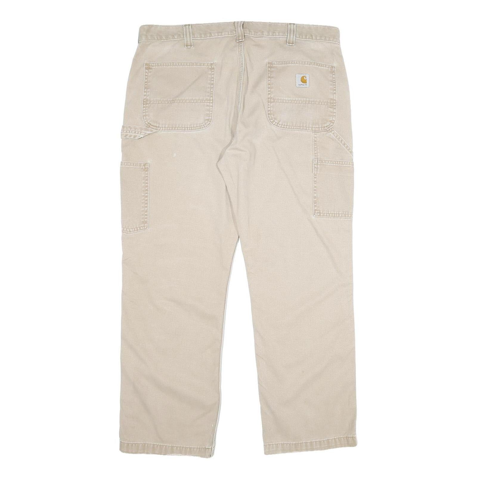 CARHARTT Mens Cotton Beige Relaxed Straight Trousers W38 L30 Workwear Utility