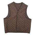 HENRI LLOYD Mens Brown Quilted Vest L Polyester Button Closure Classic Fit