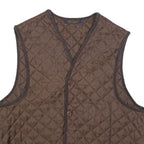 HENRI LLOYD Mens Brown Quilted Vest L Polyester Button Closure Classic Fit