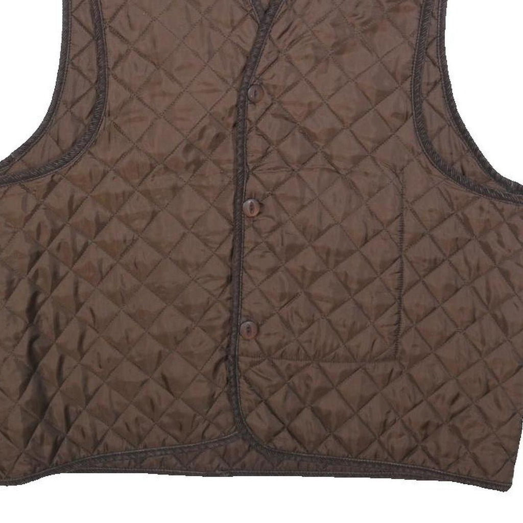 HENRI LLOYD Mens Brown Quilted Vest L Polyester Button Closure Classic Fit