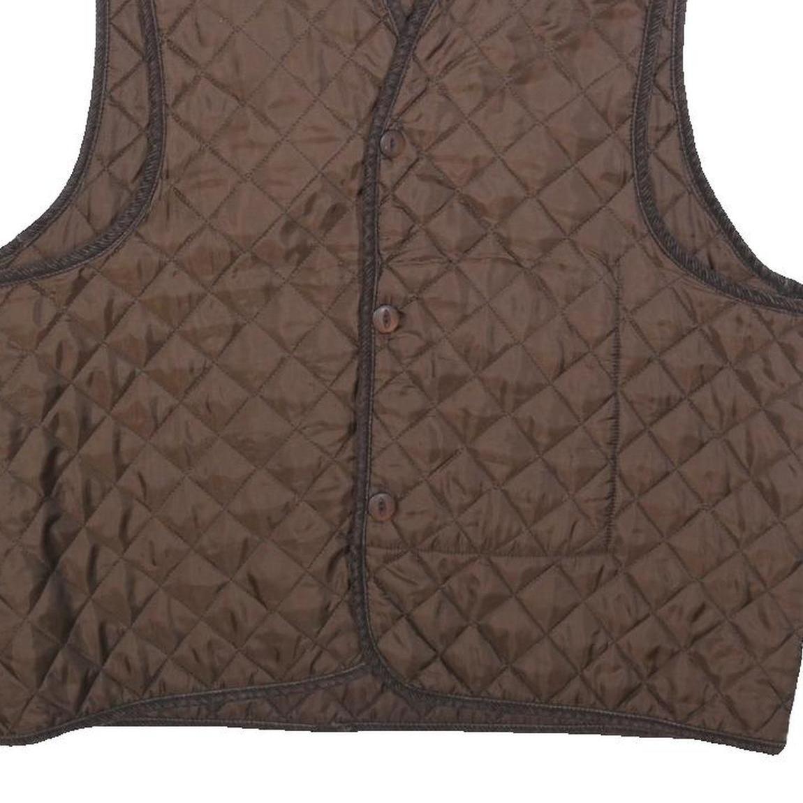 HENRI LLOYD Mens Brown Quilted Vest L Polyester Button Closure Classic Fit