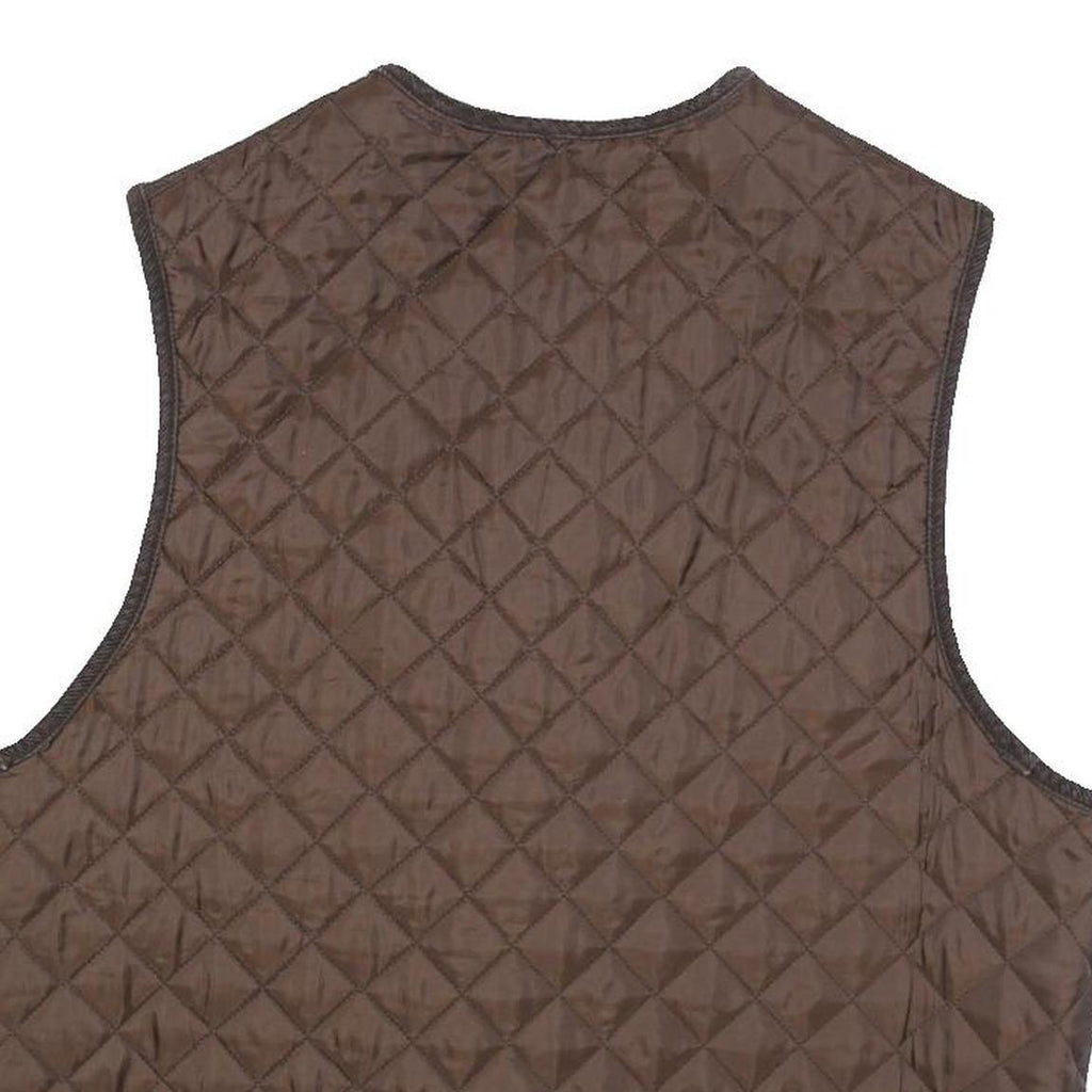 HENRI LLOYD Mens Brown Quilted Vest L Polyester Button Closure Classic Fit