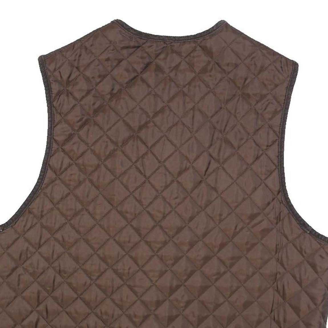 HENRI LLOYD Mens Brown Quilted Vest L Polyester Button Closure Classic Fit