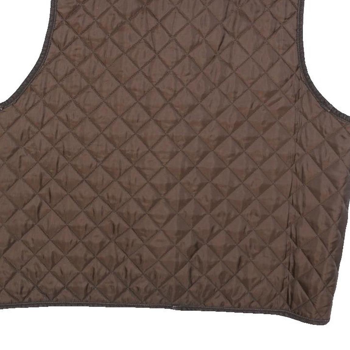 HENRI LLOYD Mens Brown Quilted Vest L Polyester Button Closure Classic Fit