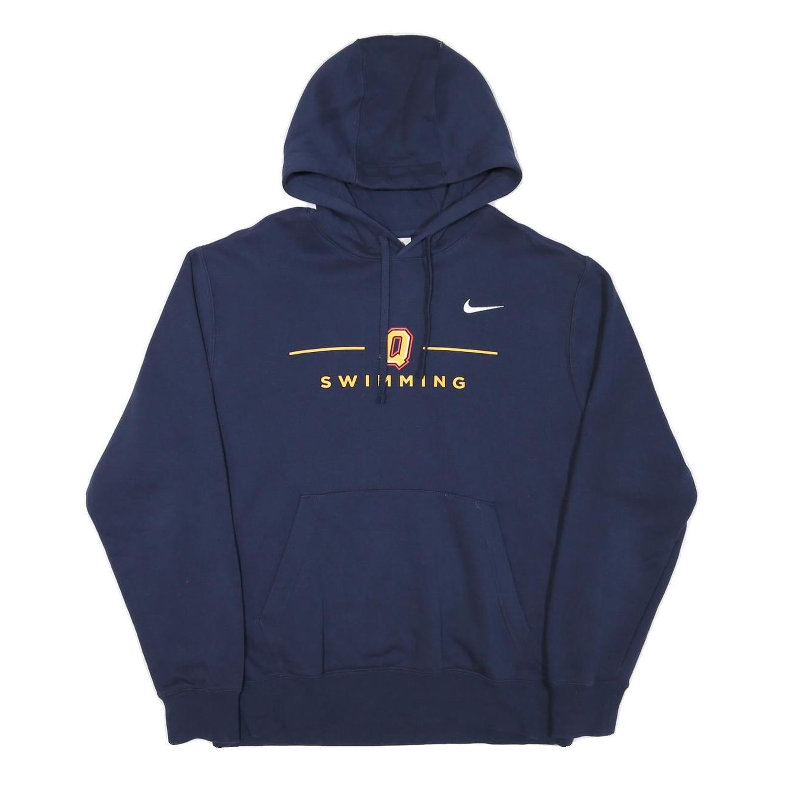 NIKE Mens Navy Swimming Cotton Blend Pullover Hoodie L Casual Sportswear
