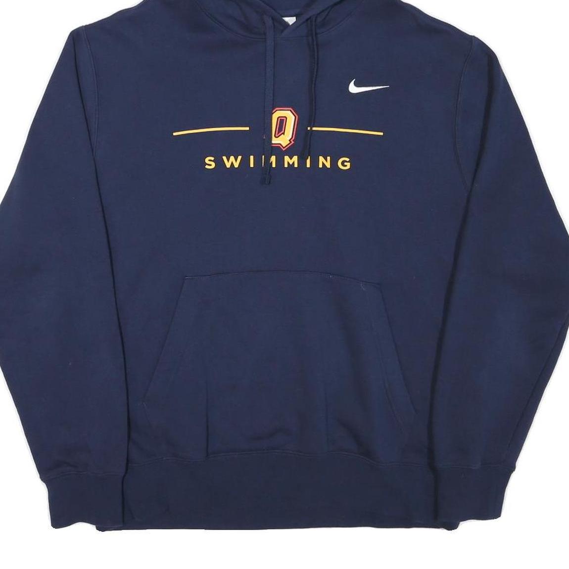 NIKE Mens Navy Swimming Cotton Blend Pullover Hoodie L Casual Sportswear