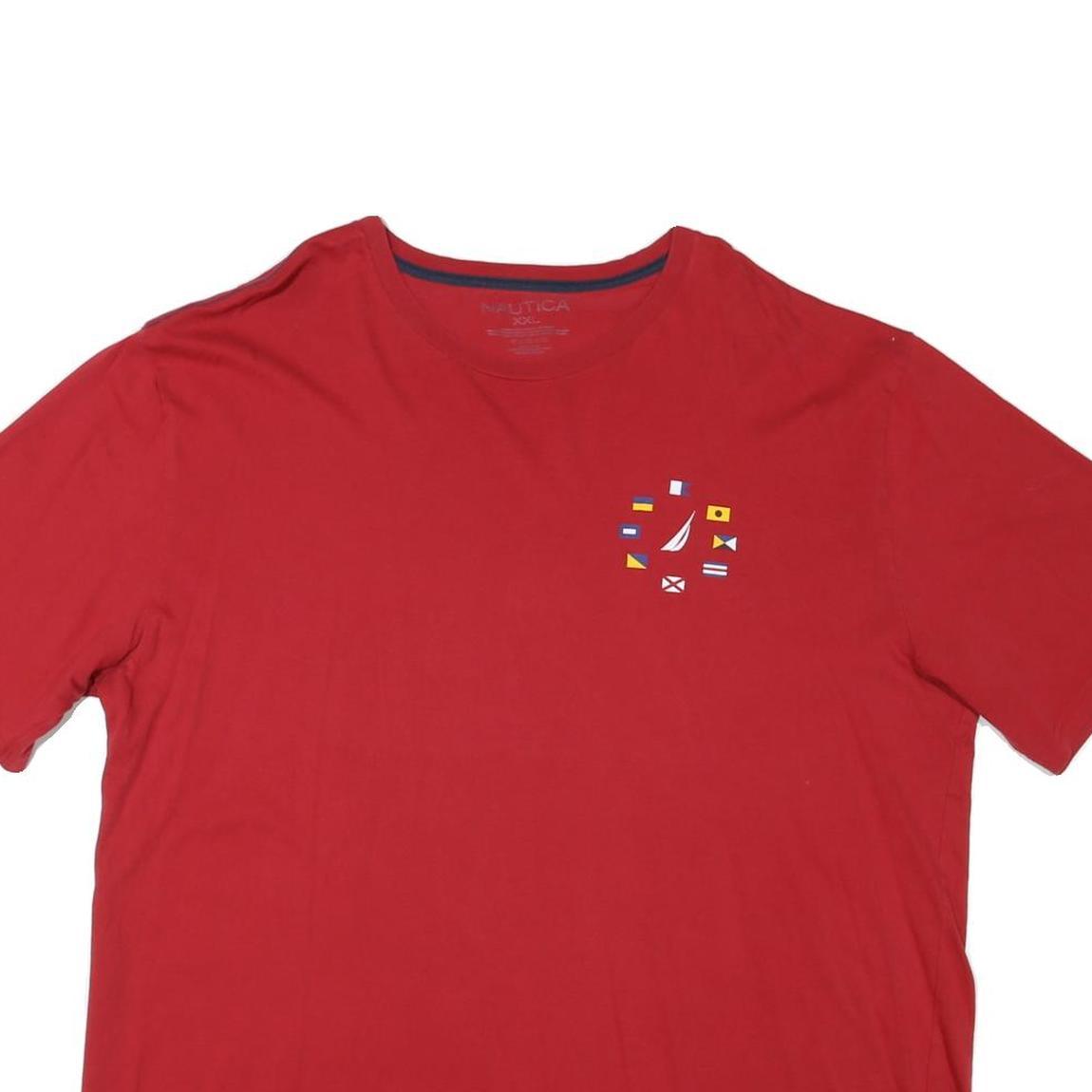 NAUTICA Mens Red Graphic T-Shirt 2XL Short Sleeve Crew Neck Cotton Blend Casual