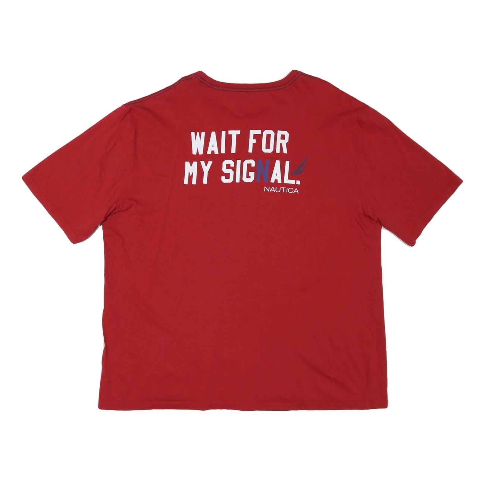 NAUTICA Mens Red Graphic T-Shirt 2XL Short Sleeve Crew Neck Cotton Blend Casual