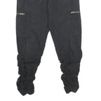 REDEFINED REBEL Mens Regular Black Cargo Drawstring Trousers W28 L28 Ruched Leg