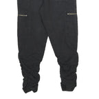 REDEFINED REBEL Mens Regular Black Cargo Drawstring Trousers W28 L28 Ruched Leg