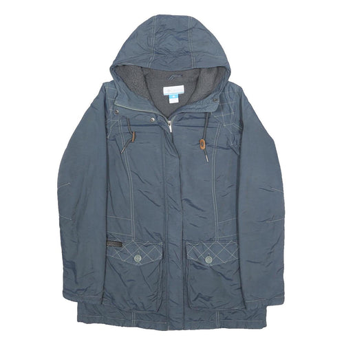 COLUMBIA Womens Blue Cotton Blend Jacket M Quilted Casual Outdoor Hooded Zip