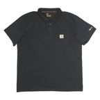 CARHARTT Mens Black Short Sleeve Plain Polo Shirt L Pocket Logo Relaxed Fit