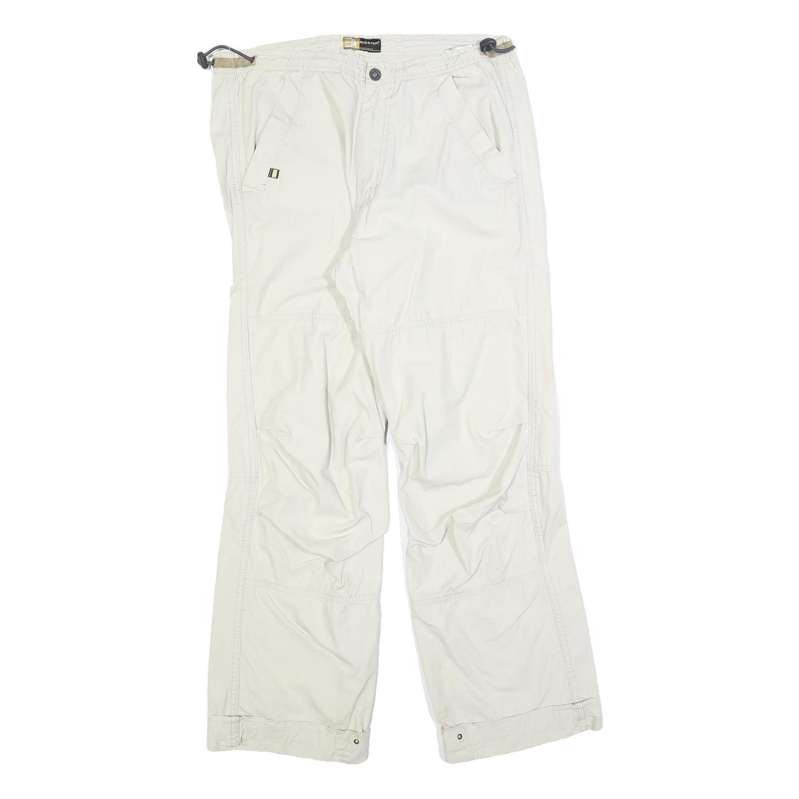 BUG STAR Womens Cotton Blend White Relaxed Cargo Trousers W32 L28