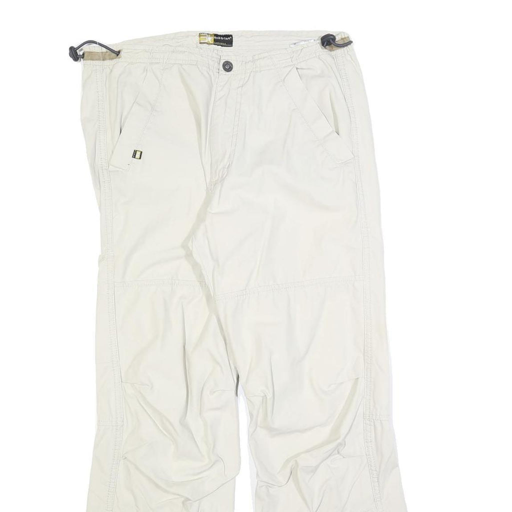 BUG STAR Womens Cotton Blend White Relaxed Cargo Trousers W32 L28