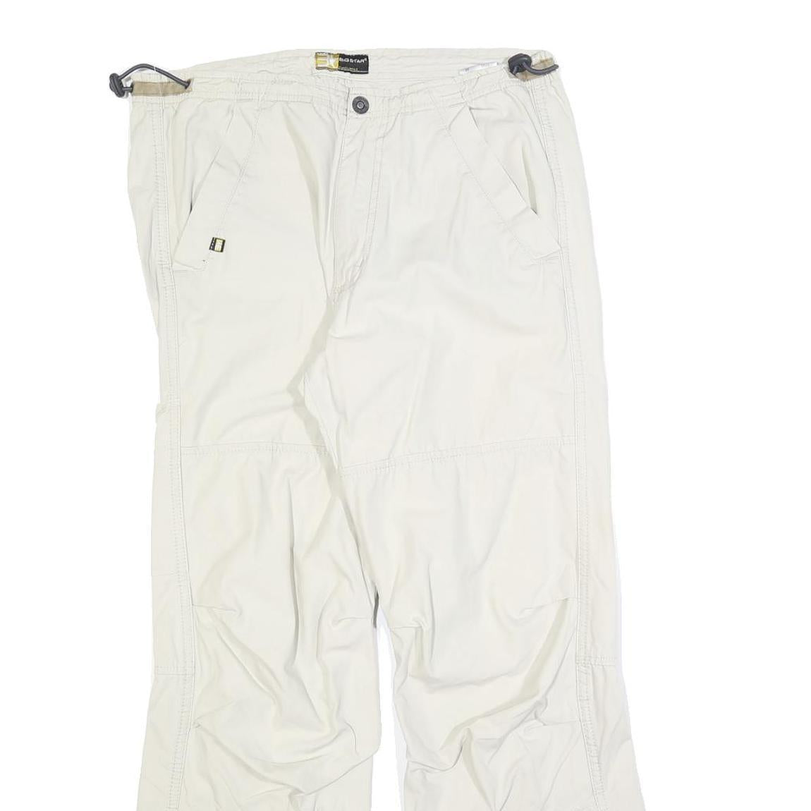 BUG STAR Womens Cotton Blend White Relaxed Cargo Trousers W32 L28