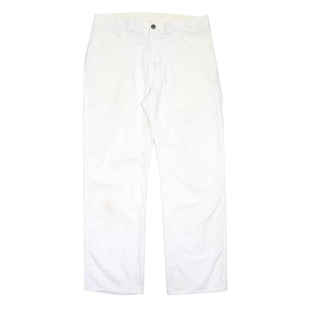 DICKIES Mens Cotton Blend White Regular Straight Trousers W32 L30 Workwear