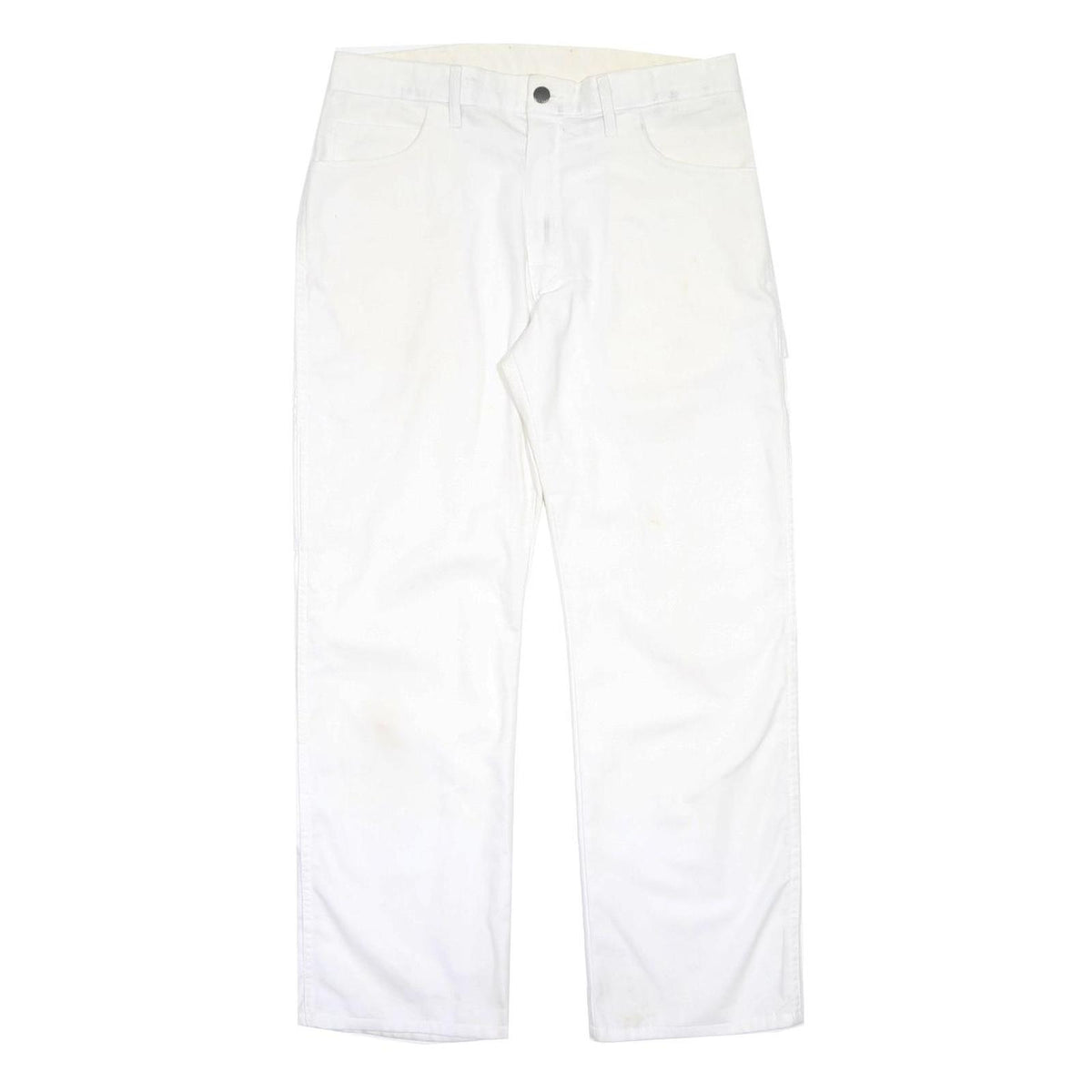 DICKIES Mens Cotton Blend White Regular Straight Trousers W32 L30 Workwear