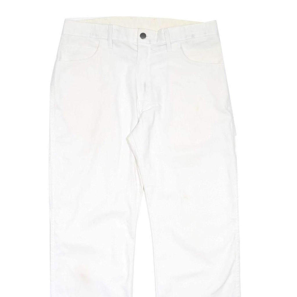 DICKIES Mens Cotton Blend White Regular Straight Trousers W32 L30 Workwear