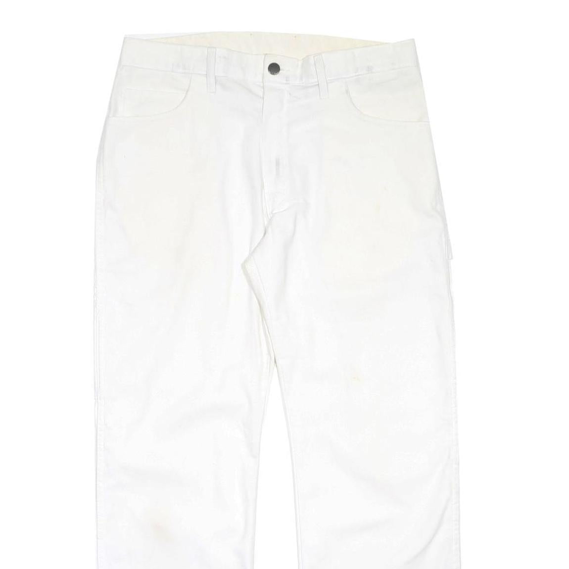 DICKIES Mens Cotton Blend White Regular Straight Trousers W32 L30 Workwear