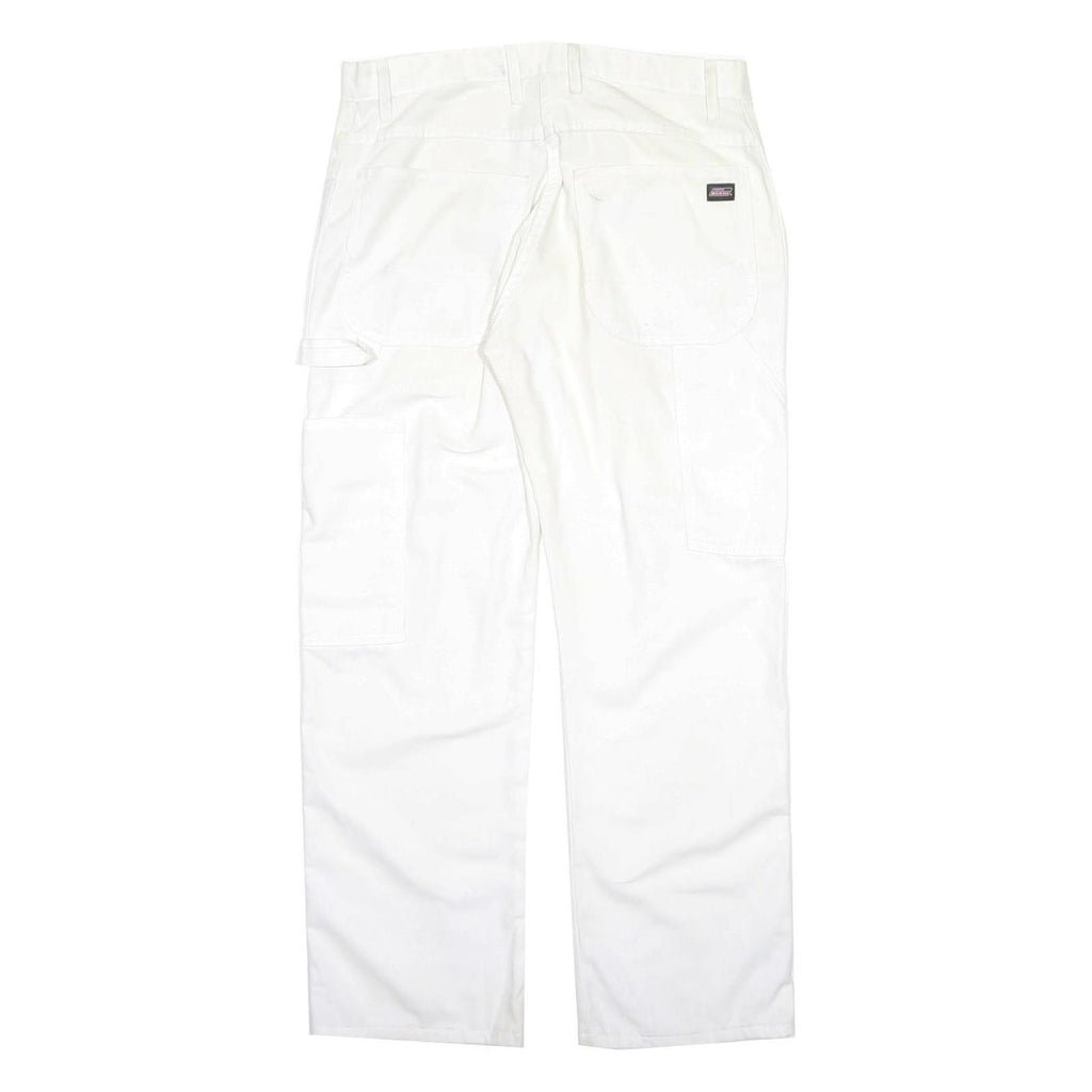 DICKIES Mens Cotton Blend White Regular Straight Trousers W32 L30 Workwear