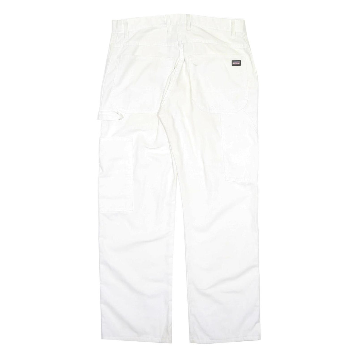 DICKIES Mens Cotton Blend White Regular Straight Trousers W32 L30 Workwear