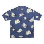 REEL LEGENDO Mens Blue Floral Print Short Sleeve Polo Shirt XL Cotton Blend