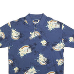 REEL LEGENDO Mens Blue Floral Print Short Sleeve Polo Shirt XL Cotton Blend