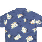 REEL LEGENDO Mens Blue Floral Print Short Sleeve Polo Shirt XL Cotton Blend