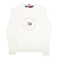 TOMMY HILFIGER Mens White Cotton Patterned Crew Neck Basic Knit Jumper L Logo