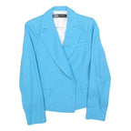 ZARA Womens Blue Button Cotton Blazer XS Tailored Jacket Formal Textured