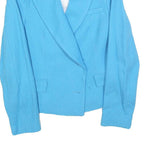 ZARA Womens Blue Button Cotton Blazer XS Tailored Jacket Formal Textured