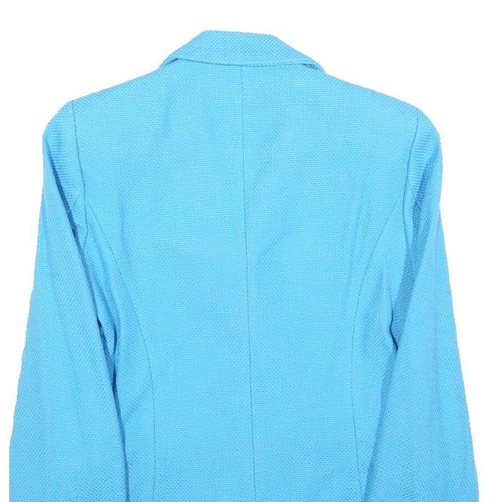 ZARA Womens Blue Button Cotton Blazer XS Tailored Jacket Formal Textured