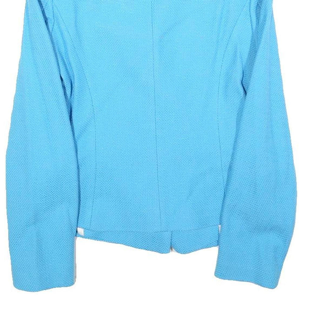ZARA Womens Blue Button Cotton Blazer XS Tailored Jacket Formal Textured