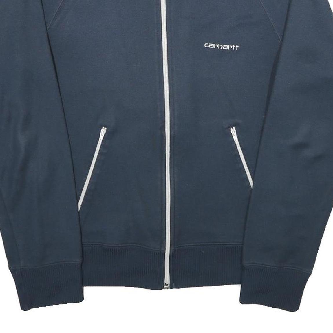 CARHARTT Mens Navy Blue Jacket S Jersey Zip Plain Casual Lightweight