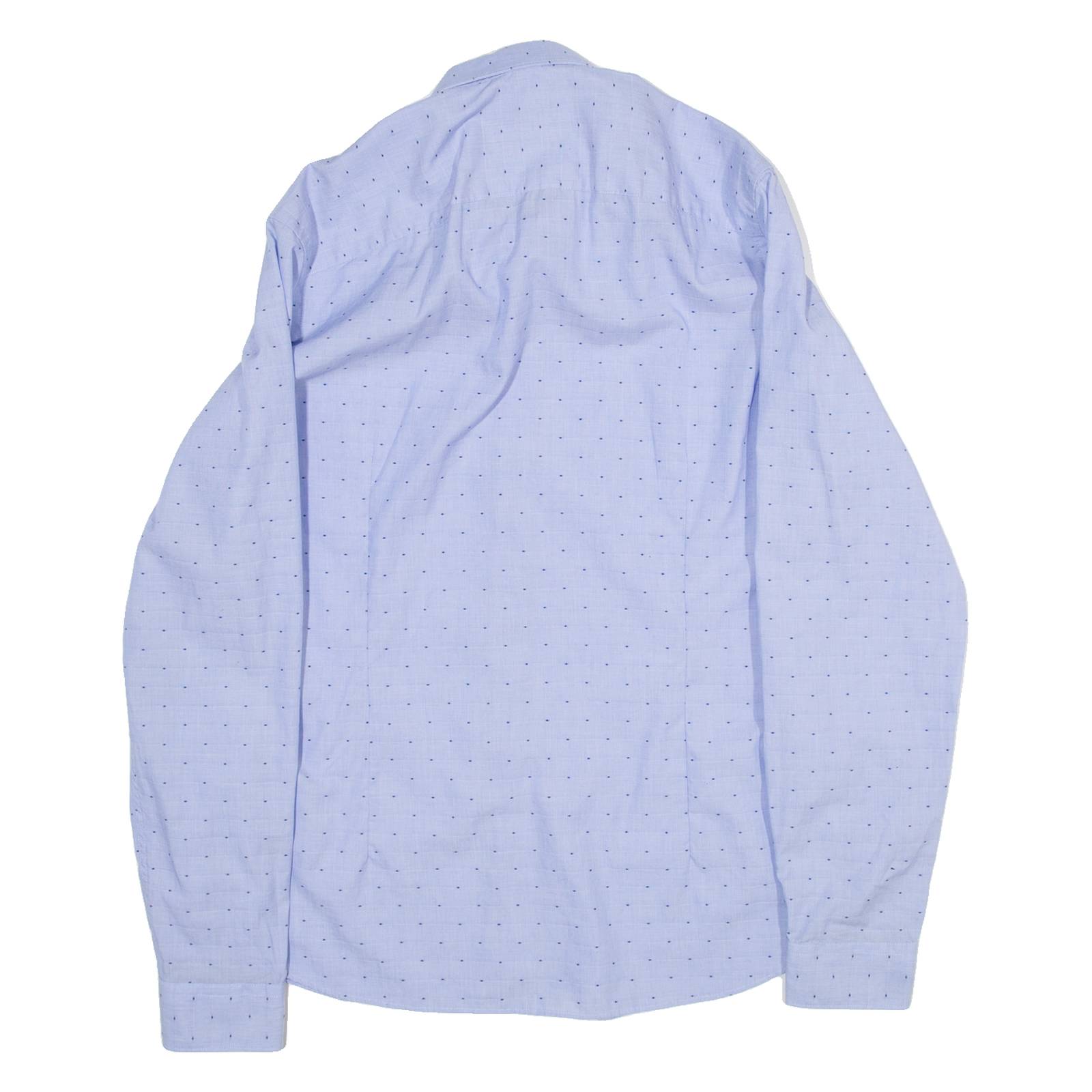 TED BAKER Slim Fit Mens Shirt Blue Polka Dot Long Sleeve M