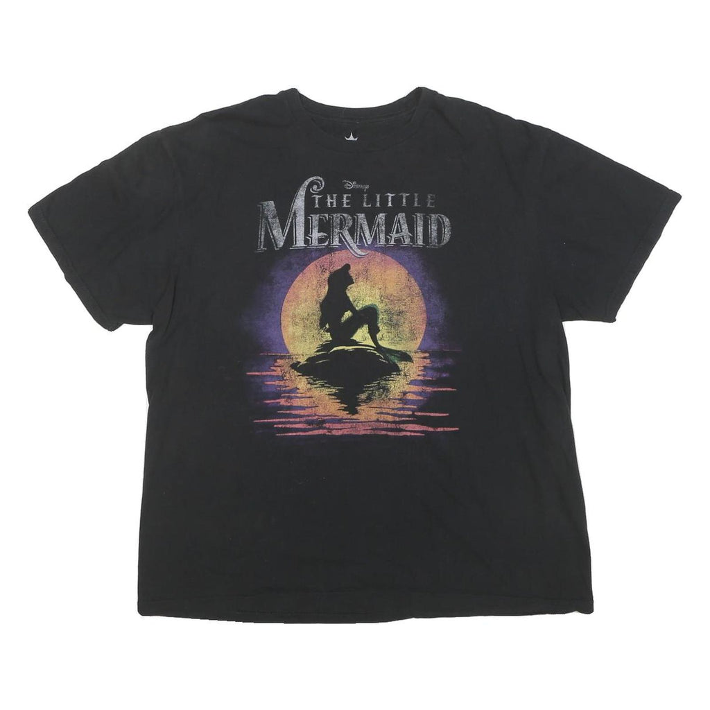 DISNEY Womens Black The Little Mermaid Graphic T-Shirt L Short Sleeve Crew Neck