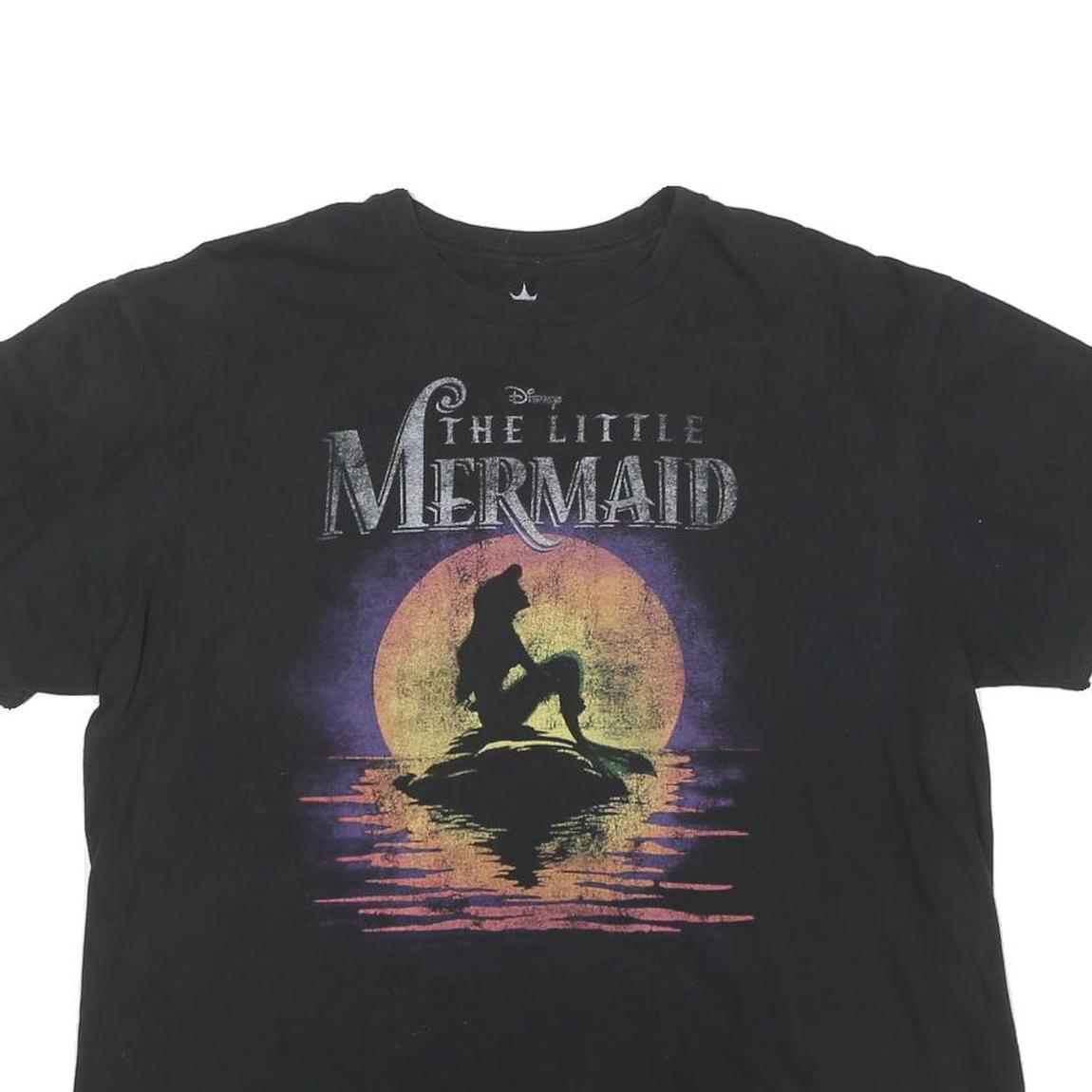 DISNEY Womens Black The Little Mermaid Graphic T-Shirt L Short Sleeve Crew Neck