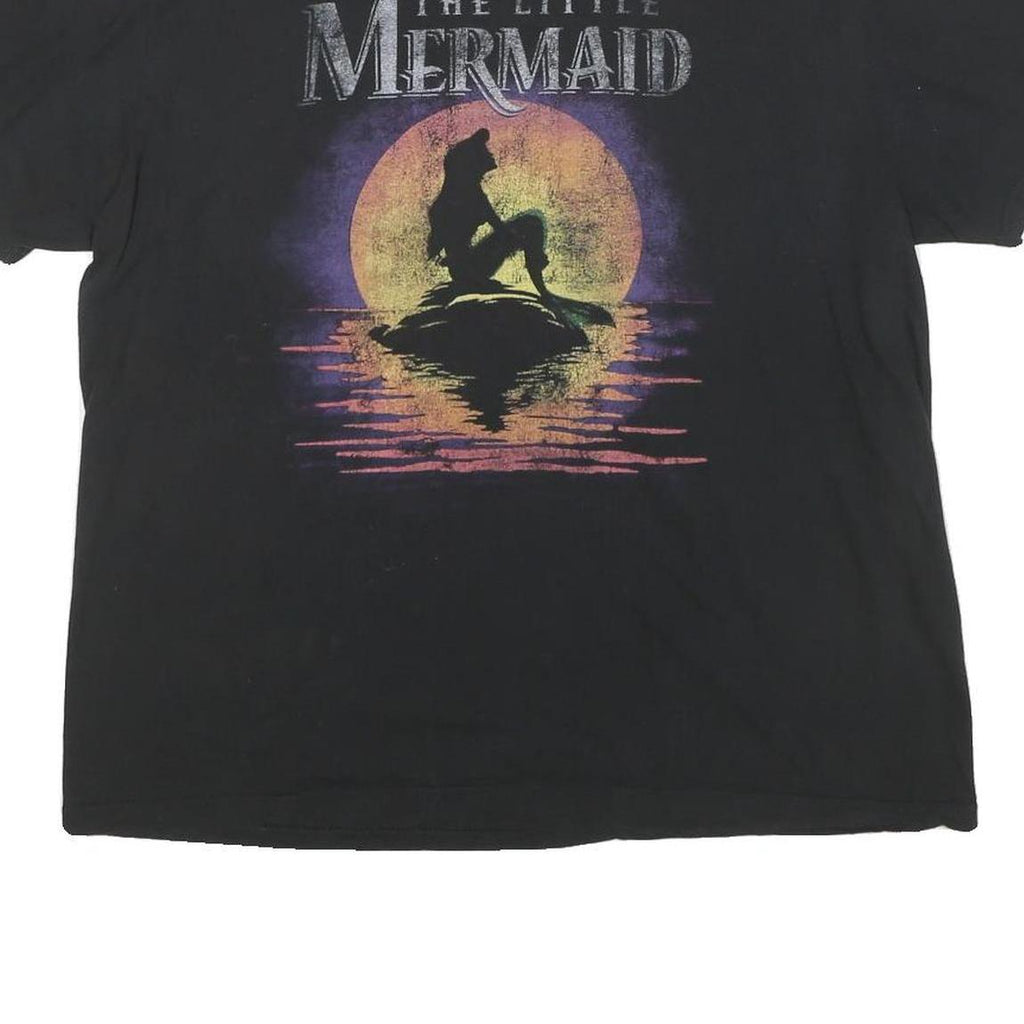 DISNEY Womens Black The Little Mermaid Graphic T-Shirt L Short Sleeve Crew Neck