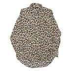 ZARA Womens Beige & Brown Leopard Print Shirt Long Sleeve Collared XS Animal