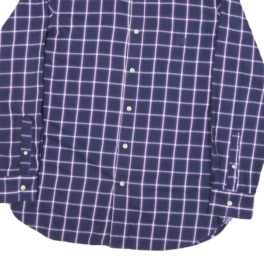 CHAPS Mens Blue & Purple Checked Shirt S Button-Down Collar Cotton Blend