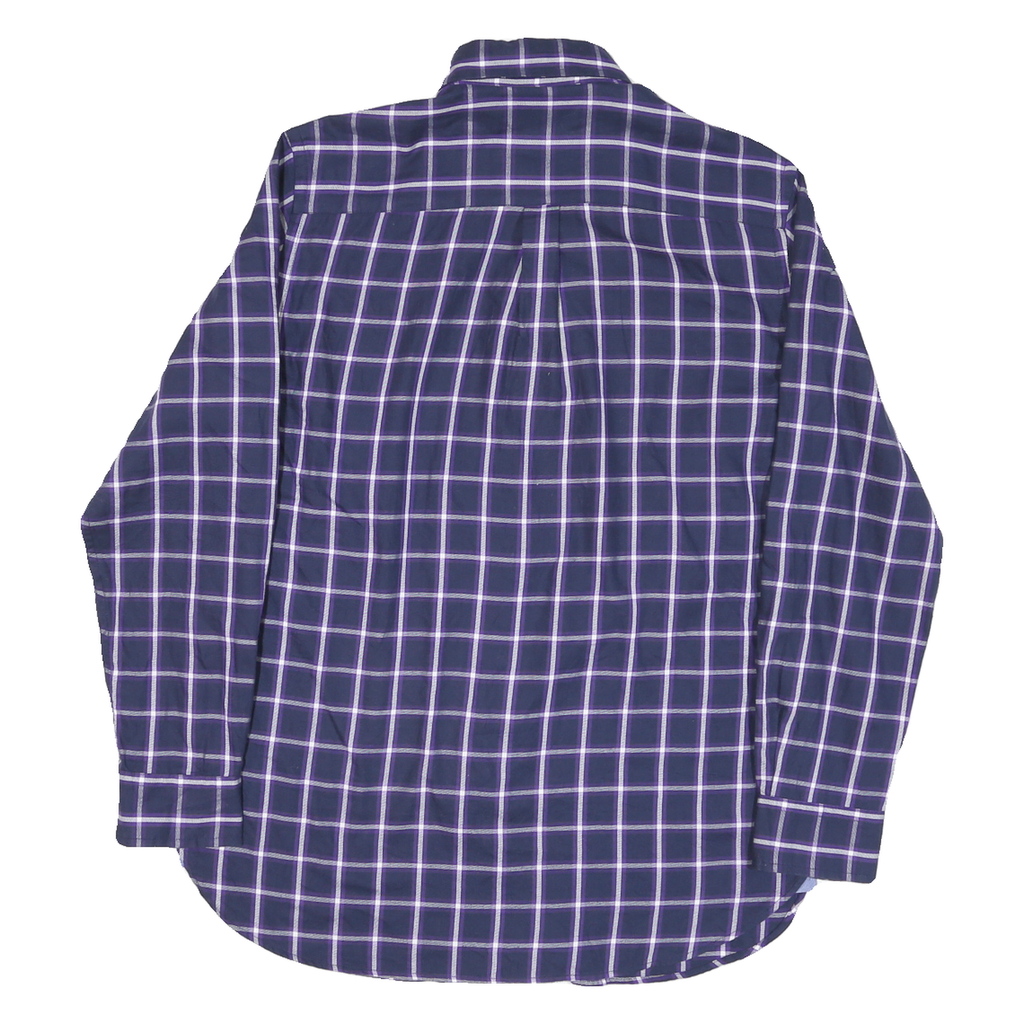 CHAPS Mens Blue & Purple Checked Shirt S Button-Down Collar Cotton Blend