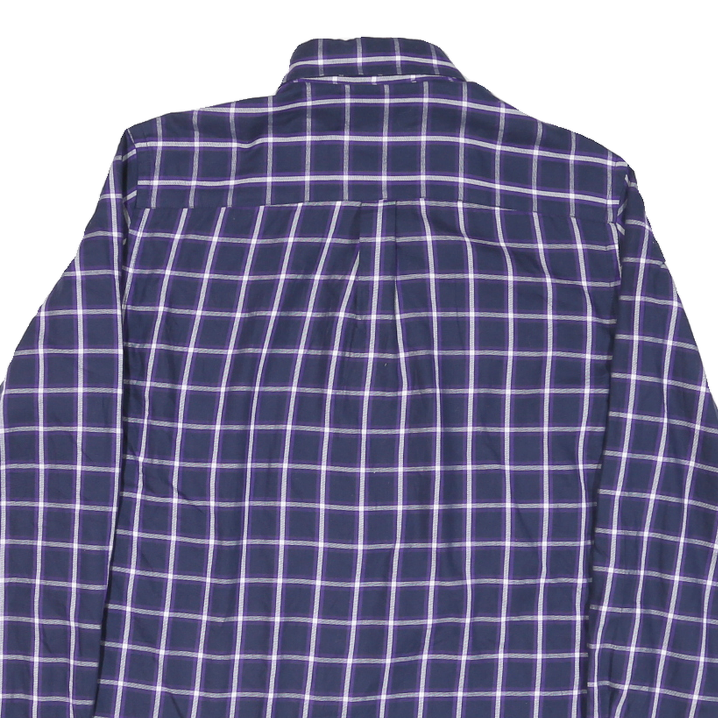 CHAPS Mens Blue & Purple Checked Shirt S Button-Down Collar Cotton Blend