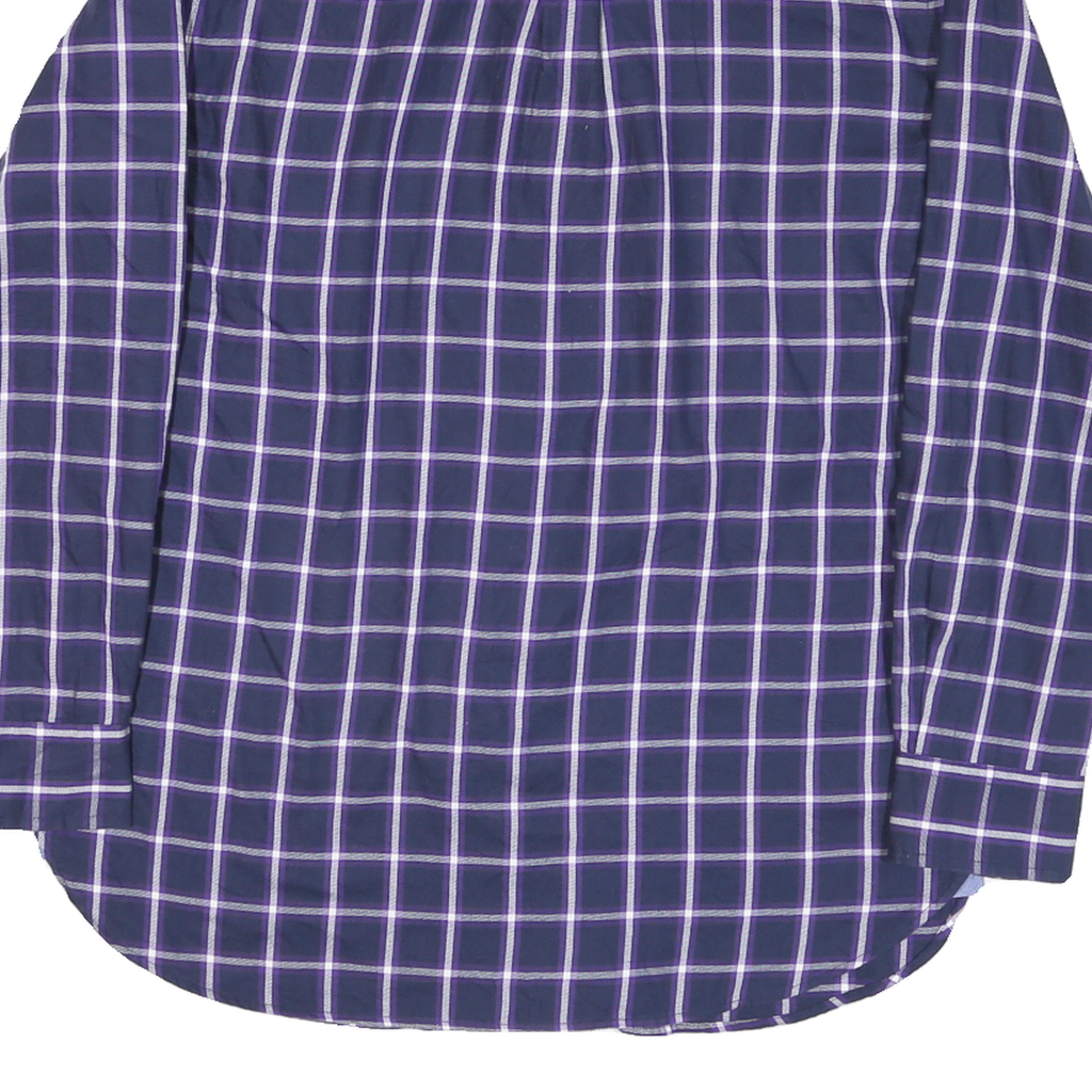 CHAPS Mens Blue & Purple Checked Shirt S Button-Down Collar Cotton Blend